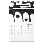 Calendrier d'art abstrait noir et blanc (Mar 2027)