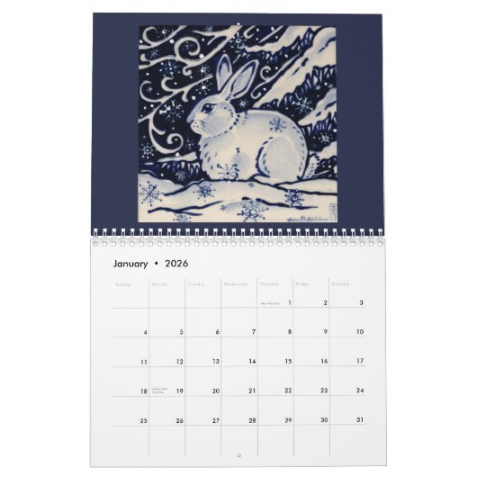 Calendrier d'art Carrelage bleu et blanc de lapin  (Jan 2026)
