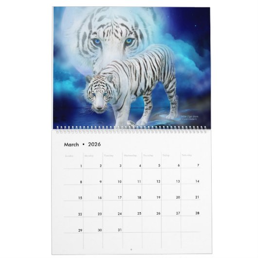 Calendrier d'art d'animaux d'essence minérale (Mar 2026)