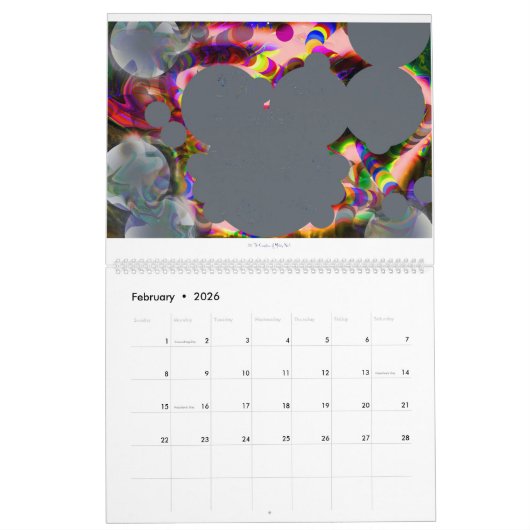 CALENDRIER d'ART de 2017 abstractions de Digitals (Feb 2026)