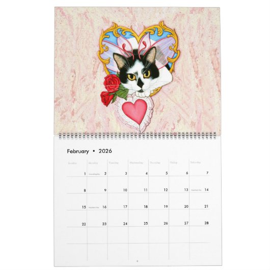 Calendrier d'art de chat d'imaginaire. Chats (Feb 2026)