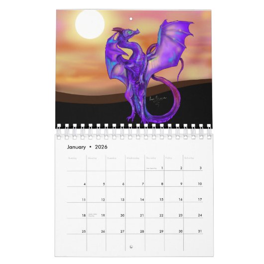 Calendrier d'art de dragon (Jan 2026)