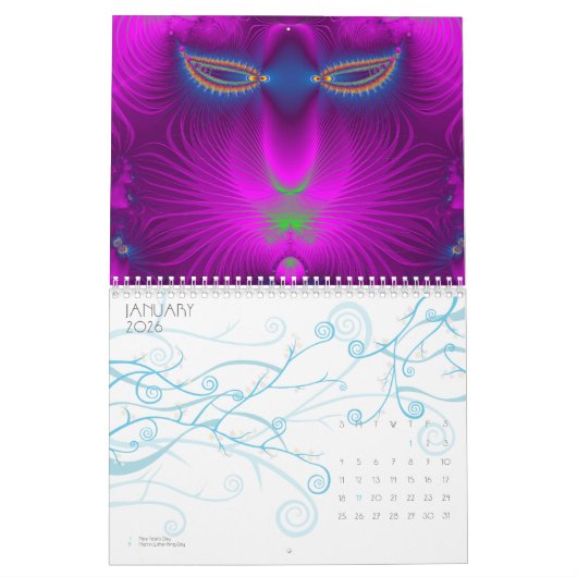 calendrier d'art de fractale de 18 mois (Jan 2026)