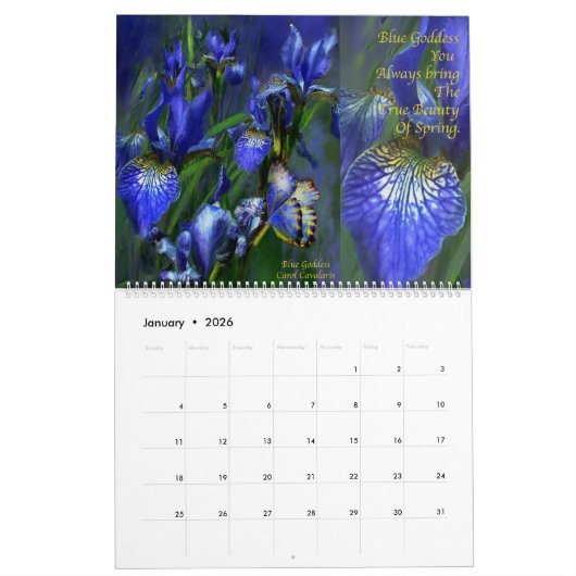 Calendrier d'art de la collection 2 d'iris (Jan 2026)
