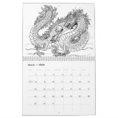 Calendrier d'art de la ligne Dragon noir et blanc (Mar 2026)