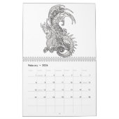 Calendrier d'art de la ligne Dragon noir et blanc (Feb 2026)
