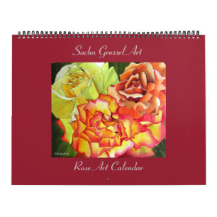 Calendrier d'art de rose aquarelle par Sacha Gross