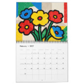 Calendrier d'art floral naïf moderne (Feb 2027)