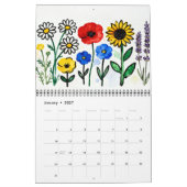 Calendrier d'art floral naïf moderne (Jan 2027)