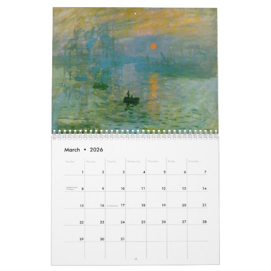 Calendrier d'art français Monet 2022 (Mar 2026)