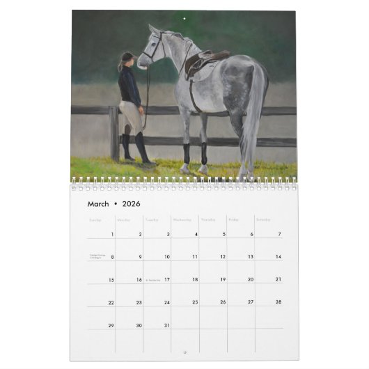 Calendrier d'art hippique 2021 par Charlotte Yeale (Mar 2026)