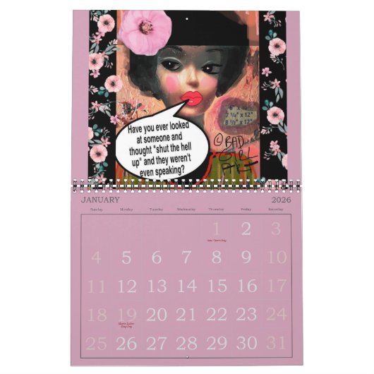 Calendrier d'art pour les filles incorrectes (Jan 2026)