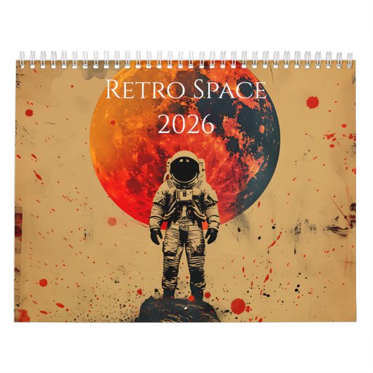 Calendrier d'art rétro spatial 2026 (Protection)