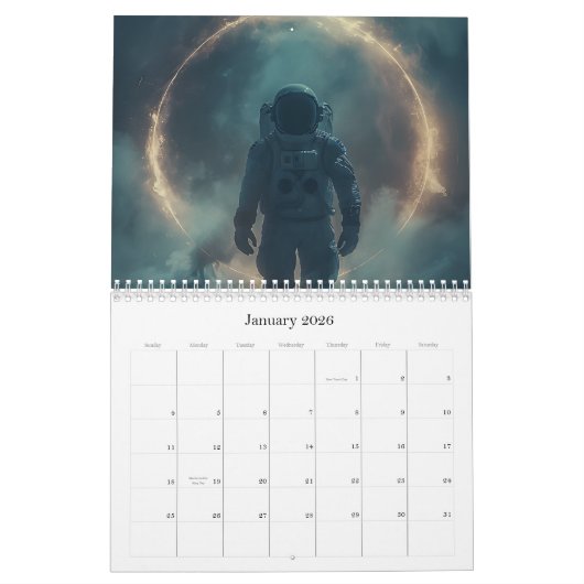 Calendrier d'art spatial rétro 2025 (Jan 2026)