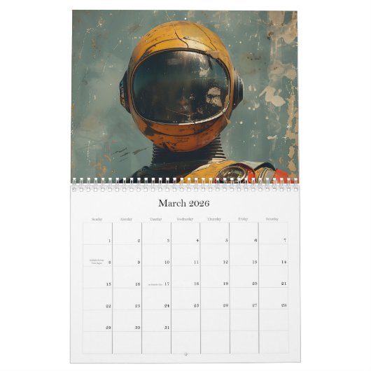 Calendrier d'art spatial rétro 2025 (Mar 2026)