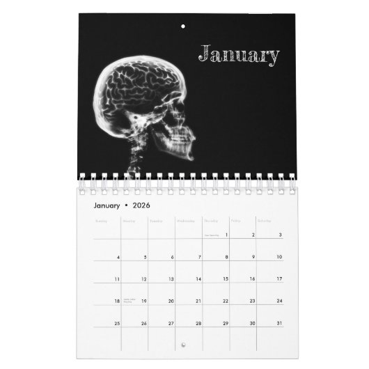 Calendrier d'art X-Ray 1 - Noir et blanc (Jan 2026)