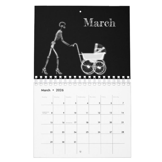 Calendrier d'art X-Ray 1 - Noir et blanc (Mar 2026)