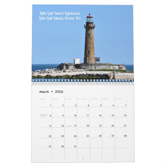 Calendrier Dazzling Lighthouses o t Northeast wall calendar (Mar 2026)