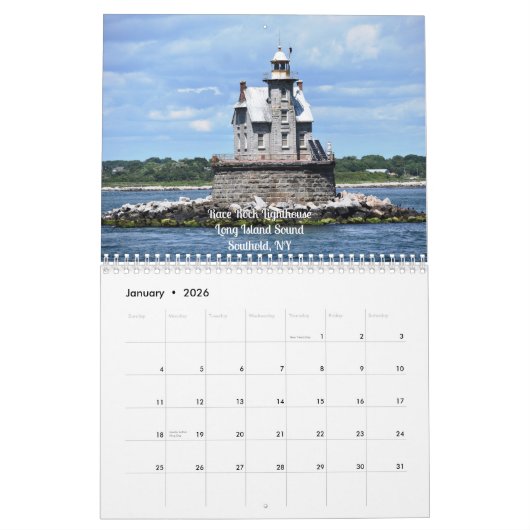 Calendrier Dazzling Lighthouses o t Northeast wall calendar (Jan 2026)