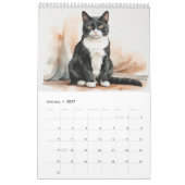 Calendrier de 12 chats à l'aquarelle (Jan 2027)