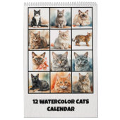 Calendrier de 12 chats à l'aquarelle (Protection)