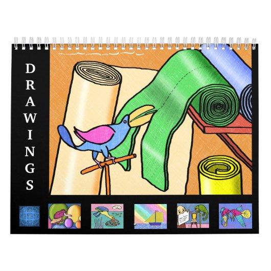 Calendrier de 12 mois des dessins de style enfanti (Protection)