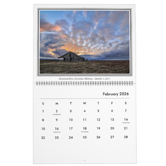 Calendrier de 12 mois - vieille grange en toutes (Feb 2026)