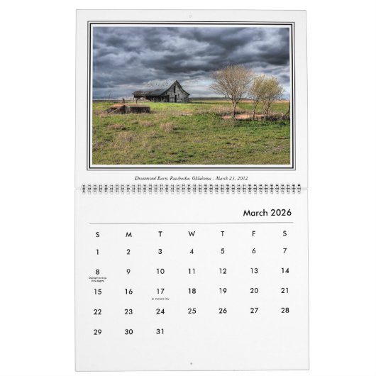 Calendrier de 12 mois - vieille grange en toutes (Mar 2026)