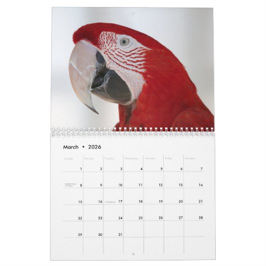 Calendrier de 2018 perroquets (Mar 2026)