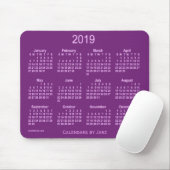 Calendrier de 2019 pourpres par le tapis de souris (Avec souris)