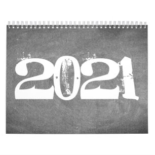 Calendrier de Chalkboard 2021 Texte noir et blanc