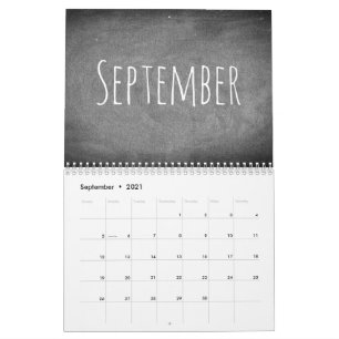 Calendrier de Chalkboard 2021 Texte noir et blanc