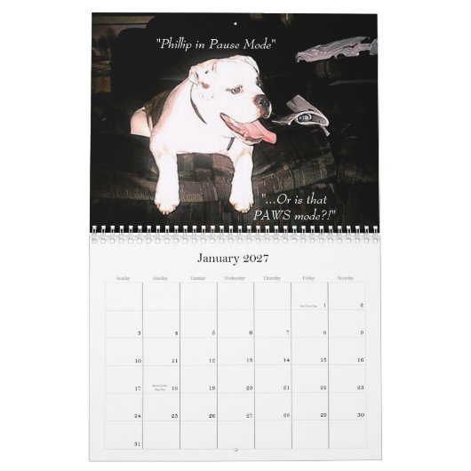 Calendrier de chambre d'hôte (Jan 2027)
