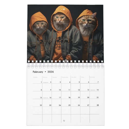 Calendrier de chat de poussette, Calendrier de cha (Feb 2026)