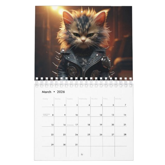 Calendrier de chat de poussette, Calendrier de cha (Mar 2026)