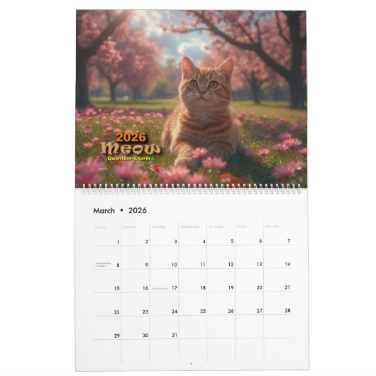 Calendrier de chat - Meow (Mar 2026)