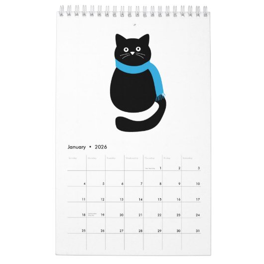 Calendrier de chat noir (Jan 2026)