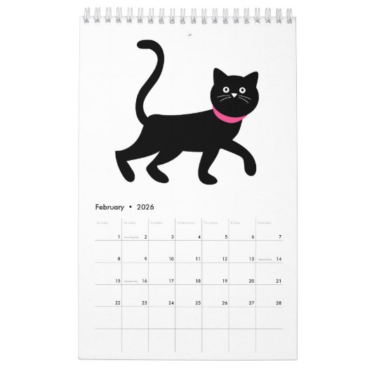 Calendrier de chat noir (Feb 2026)