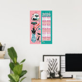 Calendrier de chats de milieu de siècle Poster de (Bureau à domicile)