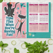Calendrier de chats de milieu de siècle Torchons d (Plié)