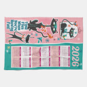 Calendrier de chats de milieu de siècle Torchons d (Horizontal)