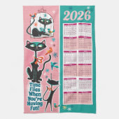 Calendrier de chats de milieu de siècle Torchons d (Vertical)