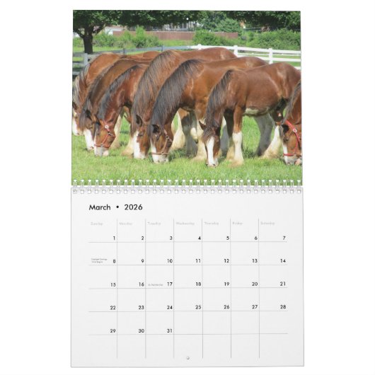 Calendrier de cheval (Mar 2026)