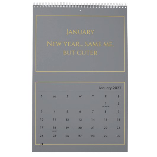 Calendrier de citations élégant en or 2026 (Jan 2027)