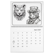 Calendrier de coloriage d'animaux Steampunk (Mar 2027)