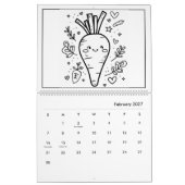 Calendrier de coloriage pour enfants mignons (Feb 2027)