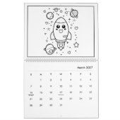 Calendrier de coloriage pour enfants mignons (Mar 2027)