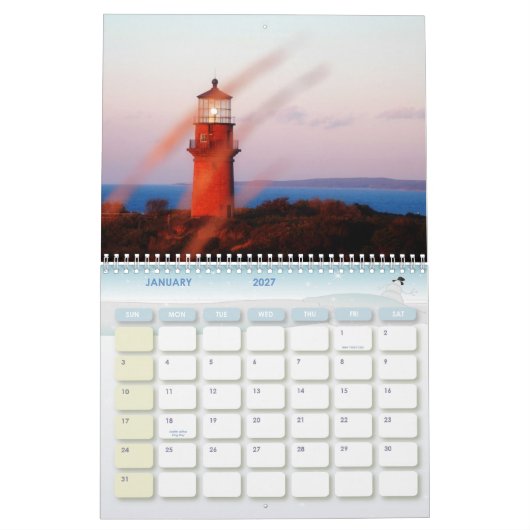 Calendrier de couleur d'île de Martha's Vineyard (Jan 2027)