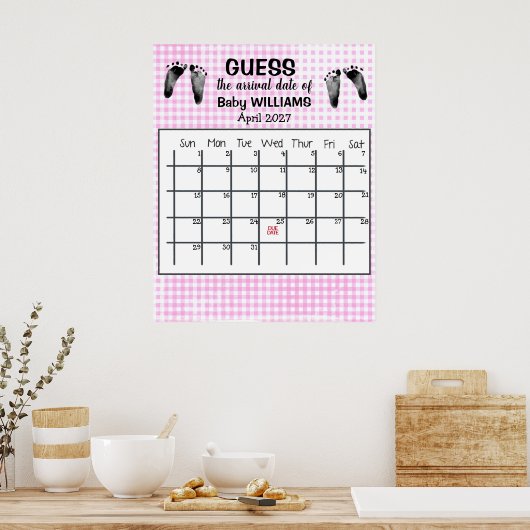 Calendrier de date prévue Poster Empreintes de béb (Cuisine)