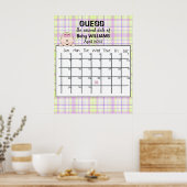 Calendrier de date prévue pour bébé fille Affiche (Cuisine)